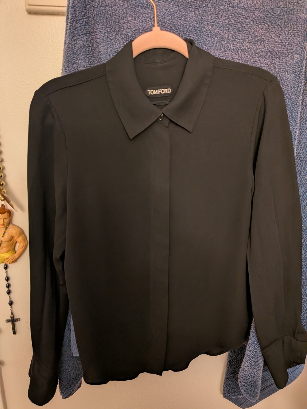 Tom Ford Women’s Black 100% Silk Long-Sleeve Button-Up Shirt